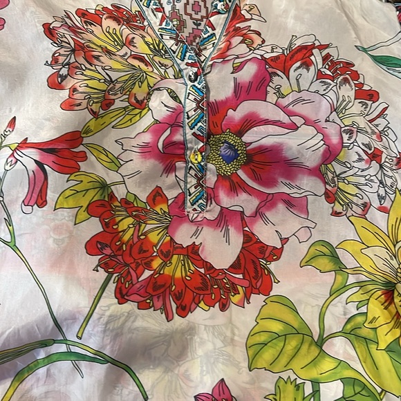 Johnny Was Victoriana Floral Printed Georgette  Tunic Small Excellent Condition - Picture 7 of 7
